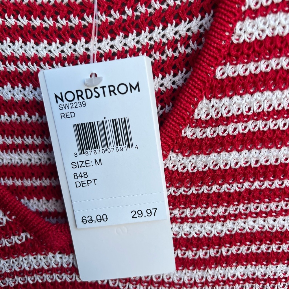 NWT Lucy Paris red/white stripped sleeveless v neck knit tank size M - Picture 4 of 4